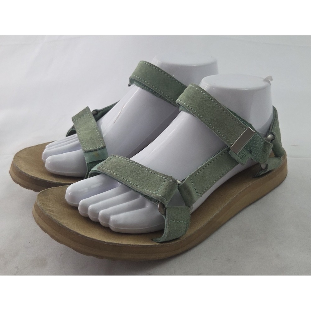 Teva Sandals Womens 8 Green Suede Leather Strappy Outdoor Gorpcore Earthy Hiking